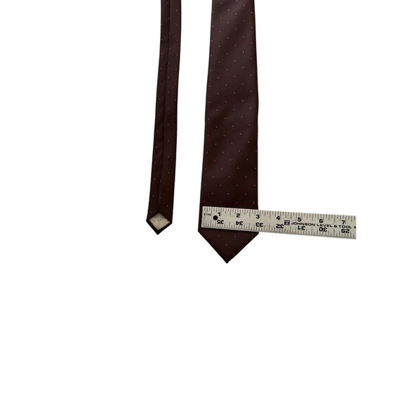 Vintage Christian Dior Paris Brown Tie With Red Polka Dot Pattern For Men - Picture 5 of 5